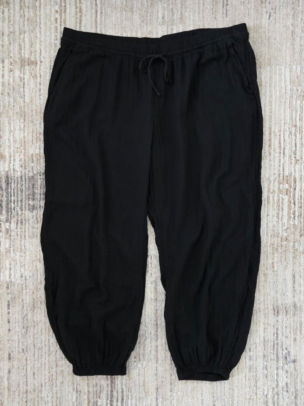 NWT Gap Gauze Jogger Pants Womens Black Lightweight Pull On Lounge Everyday XXL